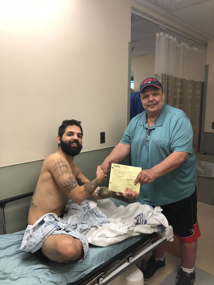 Missed My Master’s Graduation Because Of Aerosinusitis And Rushed To Emergency Room. Here’s My Dad Handing Me My Insurance Papers Pretending To Graduate Me