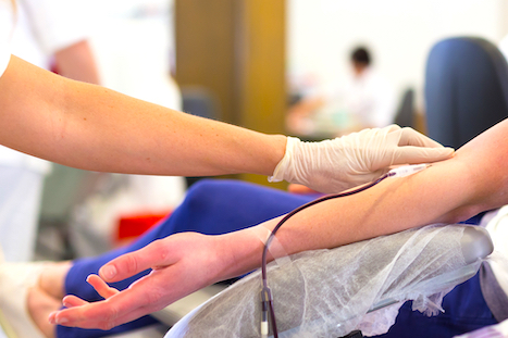 patient donating blood at hospital